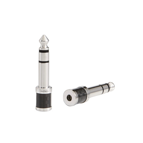 ALPHA DESIGN LABS ADAPTORS CF63-S(R) Carbon Fiber Headphone Jack Stereo Adapter 3.5mm to 6.3mm Rhodium Pl Available at Vinyl Sound