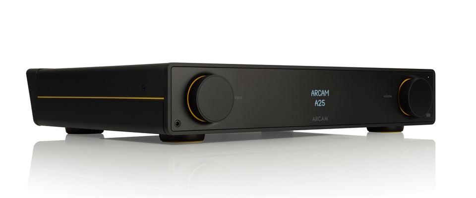 The ARCAM A25 is the best sounding, and most feature rich of our Radia Integrated amplifiers. The visual luxurious highlights hint towards the more luxurious musical experience that it offers. Continuous power output (0.5% THD), per channel2 channels driven, 20Hz - 20kHz, 8Ω 100W2 channels driven, 1kHz, 4Ω 165WHarmonic distortion, 80% power, 8Ω at 1kHz 0.002%Analogue InputsNumber of inputs 3