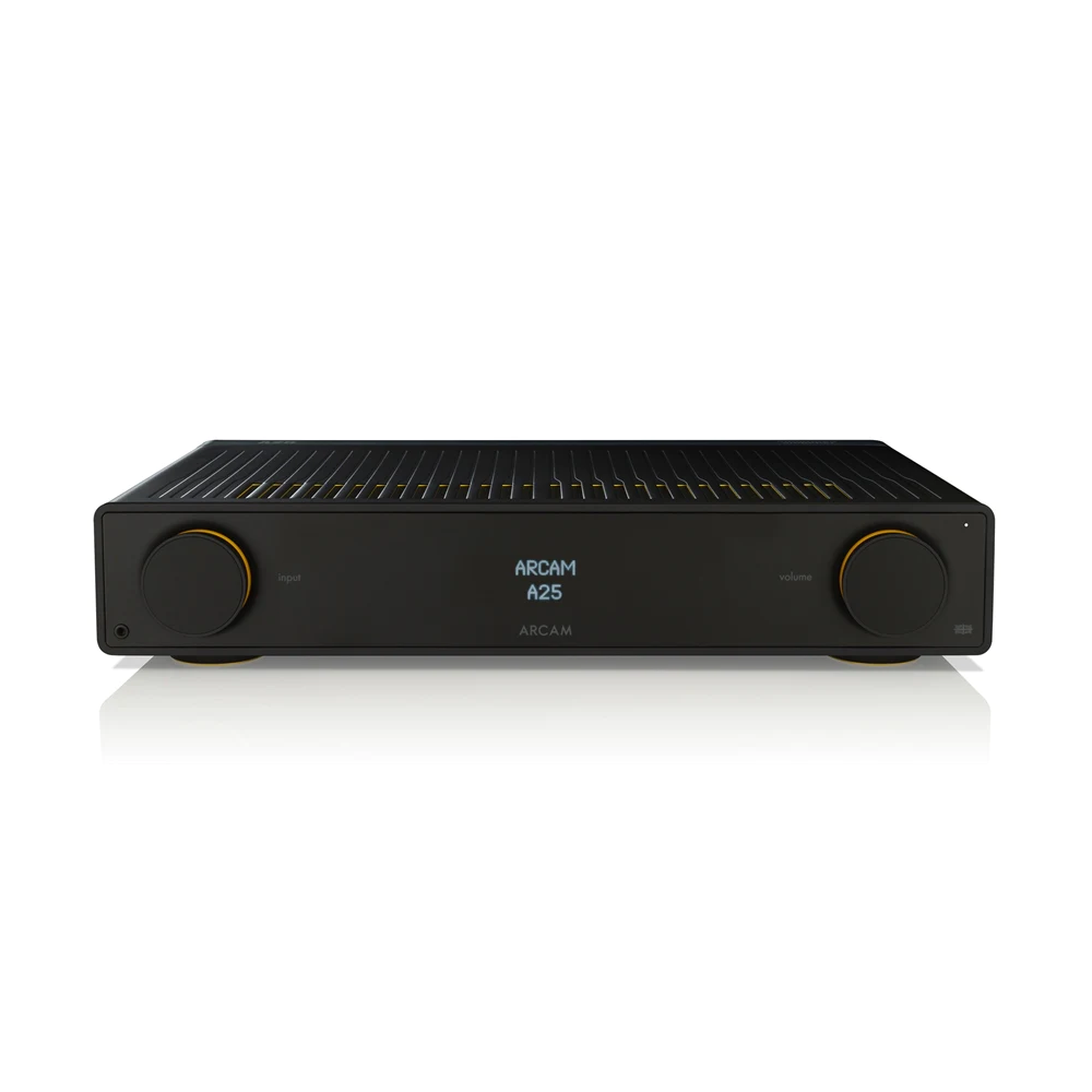 The ARCAM A25 is the best sounding, and most feature rich of our Radia Integrated amplifiers. The visual luxurious highlights hint towards the more luxurious musical experience that it offers. Continuous power output (0.5% THD), per channel2 channels driven, 20Hz - 20kHz, 8Ω 100W2 channels driven, 1kHz, 4Ω 165WHarmonic distortion, 80% power, 8Ω at 1kHz 0.002%Analogue InputsNumber of inputs 3