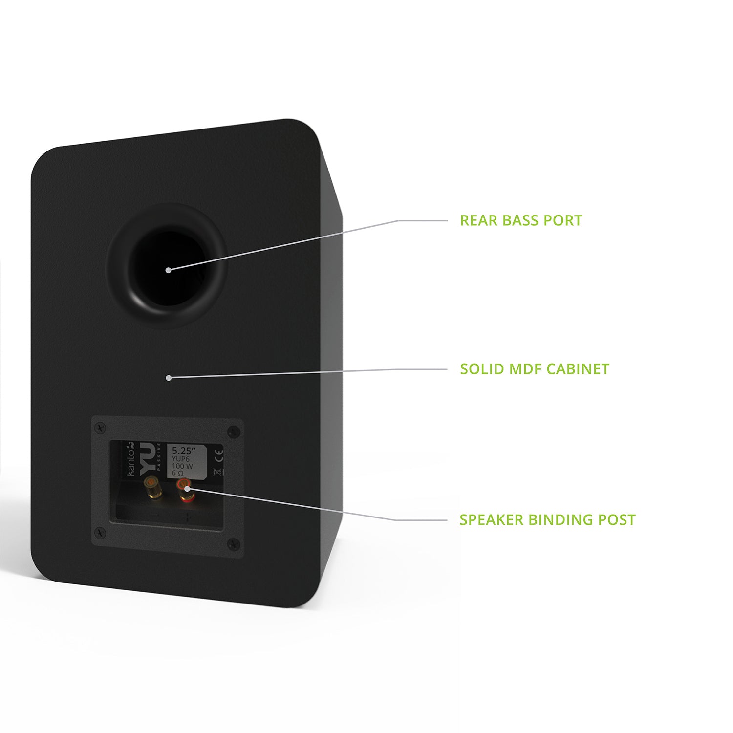 Kanto YU Passive 5.25″ Bookshelf Speakers with 1″ Silk Dome Tweeter, Pair