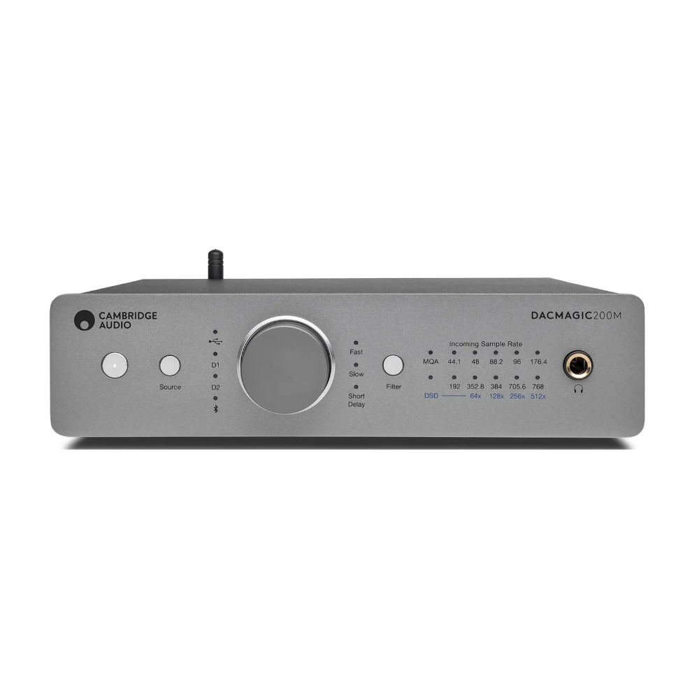 CAMBRIDGE DACMAGIC 200M DIGITAL TO ANALOG CONVERTER | VINYL SOUND Dual ESS ES9028Q2M DACs - easily handles digital audio files up to 32bit/768kHz or DSD512 Supports MQA - be sure you're listening to artist-approved studio-quality audio Digital optical, digital coaxial and USB inputs - connect CD players, games consoles, laptops or other digital audio sources