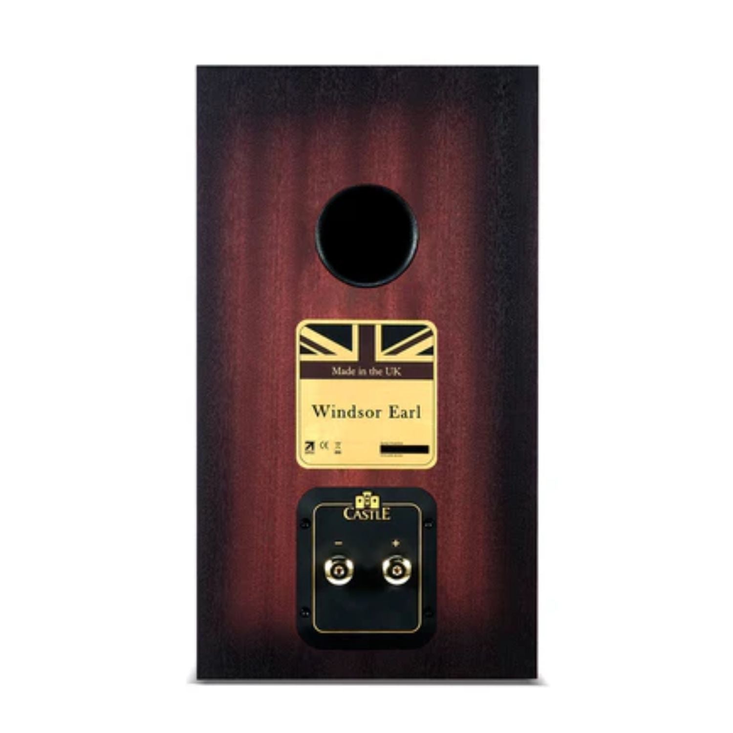 Back of CASTLE WINDSOR EARL Speaker in mahogany finish