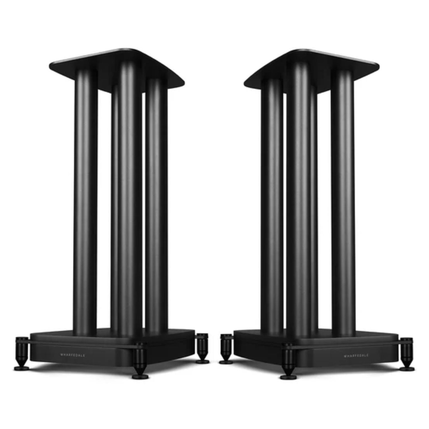 WHARFEDALE EVO 5.1 Speaker Stands in Black finish standing against a White background.