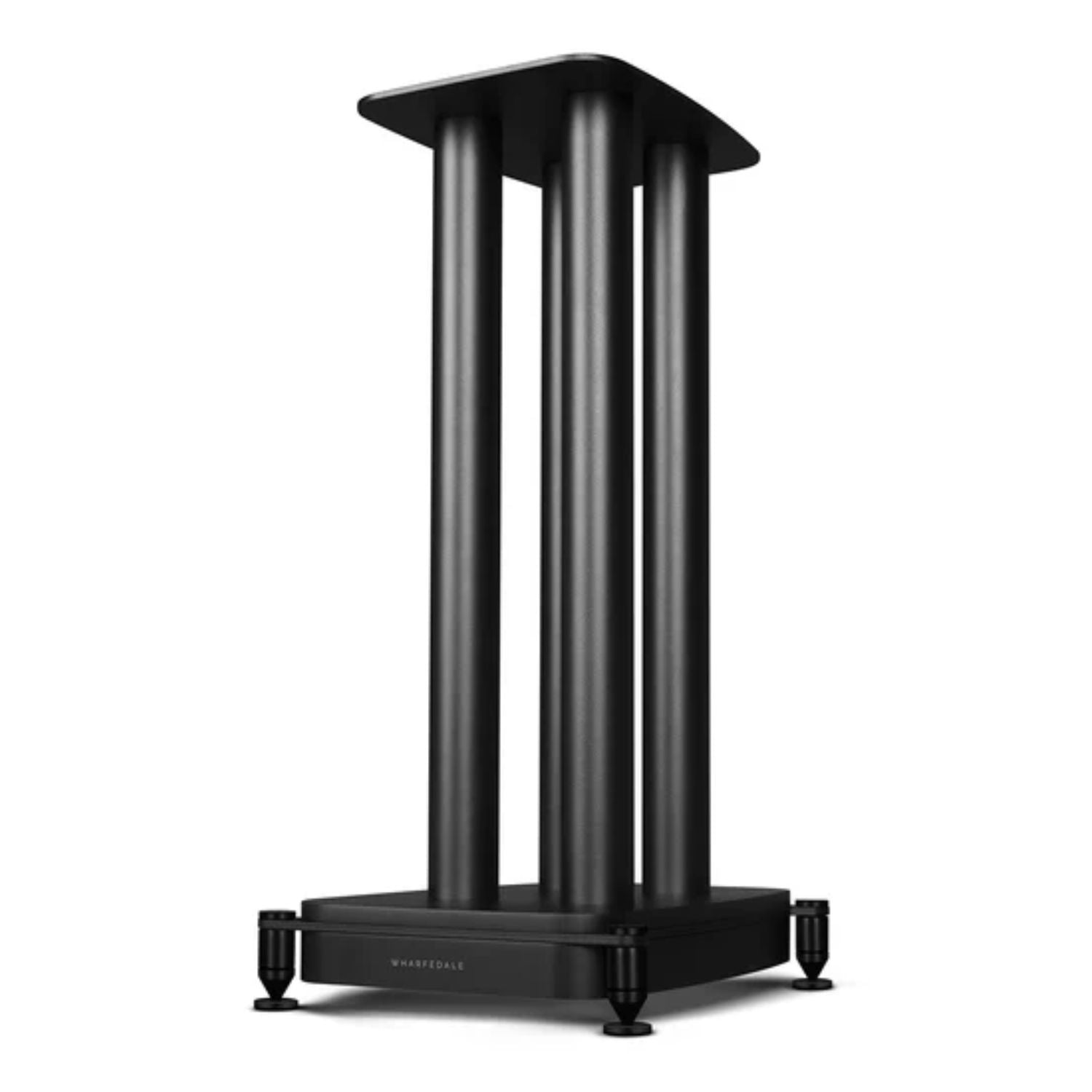 WHARFEDALE EVO 5.1 Speaker Stands in Black finish standing against a White background.