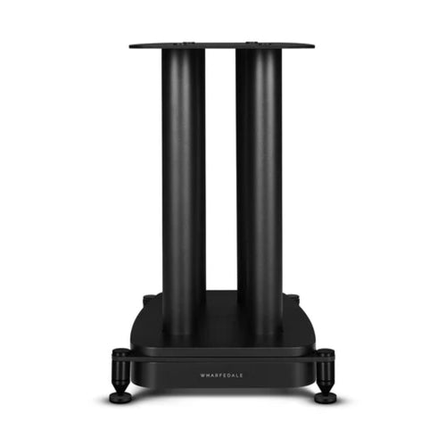WHARFEDALE EVO 5.2 Speaker Stands in Black finish standing against a White background.