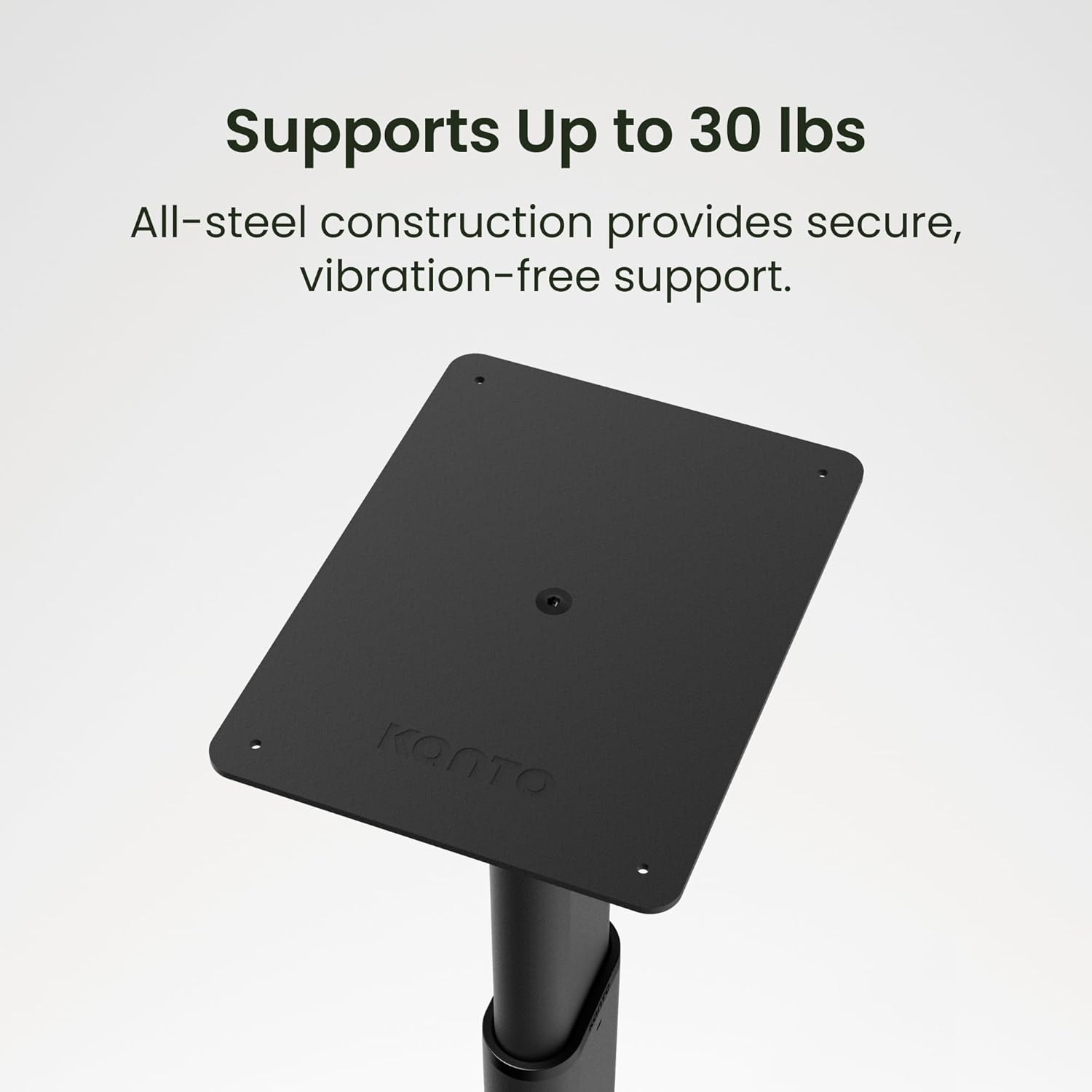 Kanto SPH Universal Height Adjustable Floor Speaker Stands for Bookshelf Speakers - Black, Pair