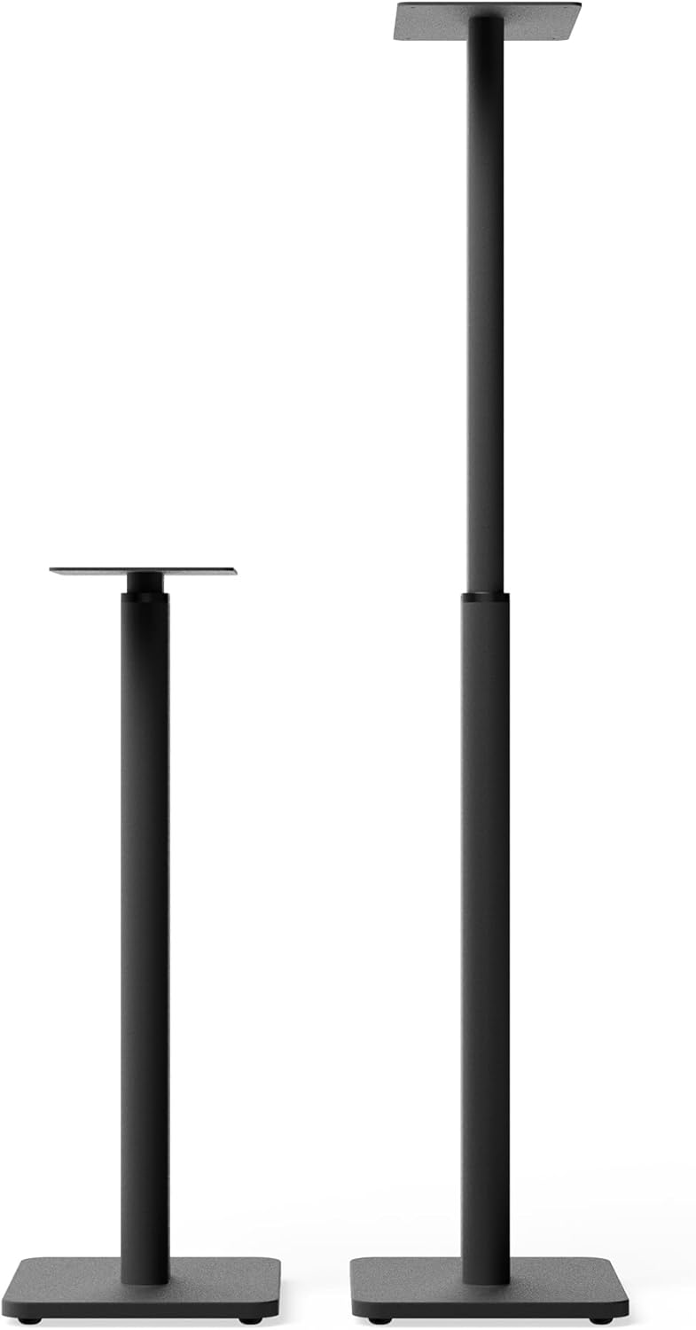 Kanto SPH Universal Height Adjustable Floor Speaker Stands for Bookshelf Speakers - Black, Pair