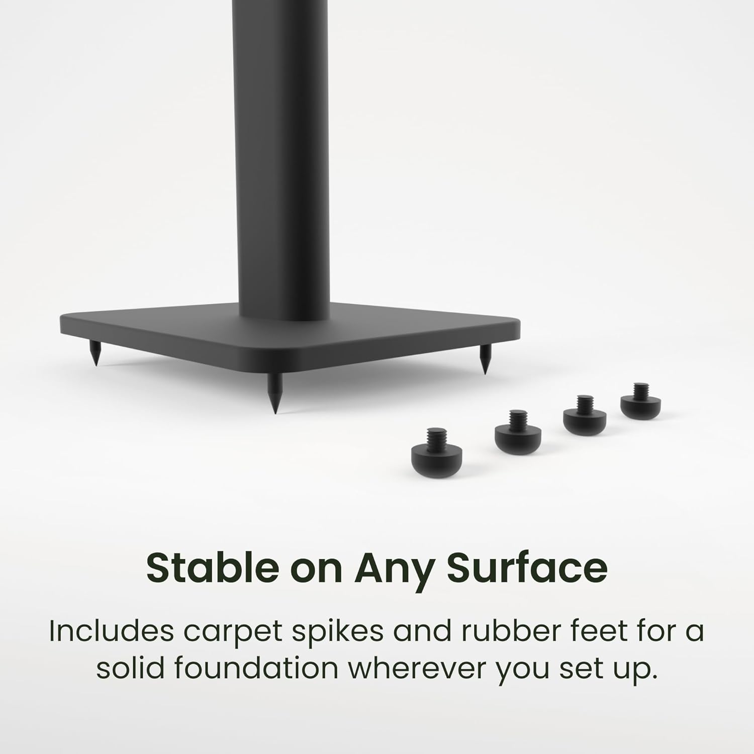 Kanto SPH Universal Height Adjustable Floor Speaker Stands for Bookshelf Speakers - Black, Pair