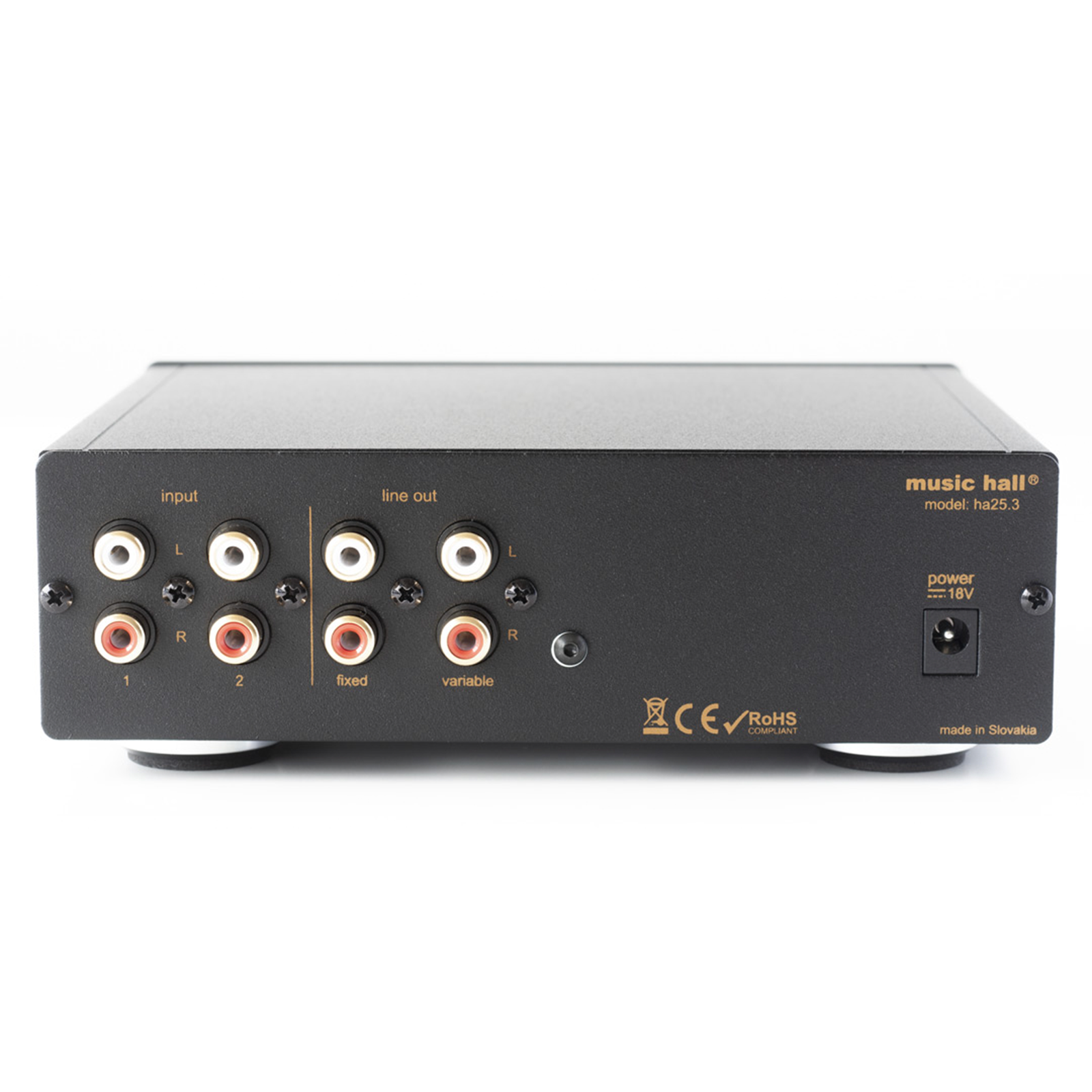 Product Highlights: Fully balanced headphone amplifier 2 x line-level inputs Tube pre-amp & solid-state amp hybrid design 2 x Philips JAN tubes, type 6112 3 x headphone outputs; 3.5 mm, ¼ in., and balanced XLR 2 x analog outputs; 1 pair RCA fixed, 1 pair RCA variable Differential tube input amplification stage Discrete output buffer High output power for the best sound experience