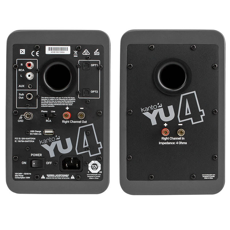 Kanto YU4 Powered Speakers with Bluetooth and Phono Preamp