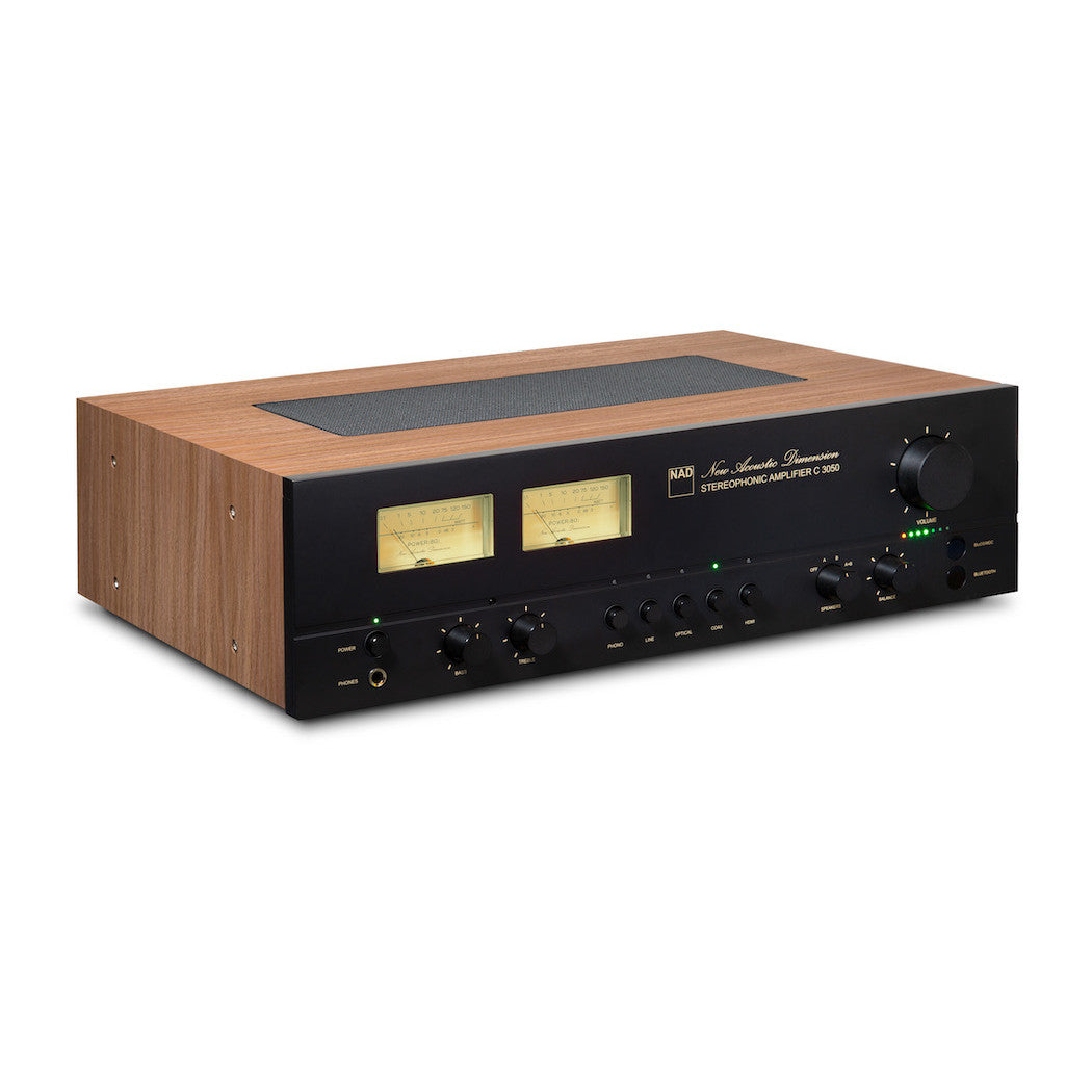 Best price on the NAD C 3050 BLuOS Hybrid Digital Amplifier and all NAD Electronics High Performance Hi-Fi and Home Theatre at Vinyl Sound, music and hi-fi apps including AV receivers, Music Streamers, Amplifiers models C 399 - C 700 - M10 V2 - C 316BEE V2 - C 368 - D 3045...,  NAD Hybrid Digital Amplifier with MDC2 BluOS-D Card Installed CELEBRATING THE PAST The retro-look integrated amplifier harkens back to the heyday of HiFi