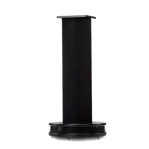 Harbeth Nelson Bass Extender Stand with wooden finish under Harbeth loudspeakers