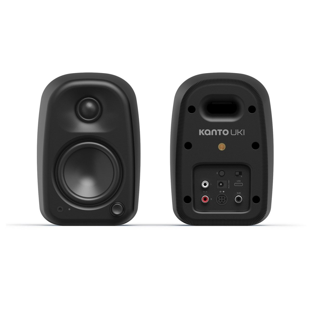Kanto UKI 100W Desktop Speakers with Bluetooth, USB-C and Headphone Out, Pumice Grey (Pair)