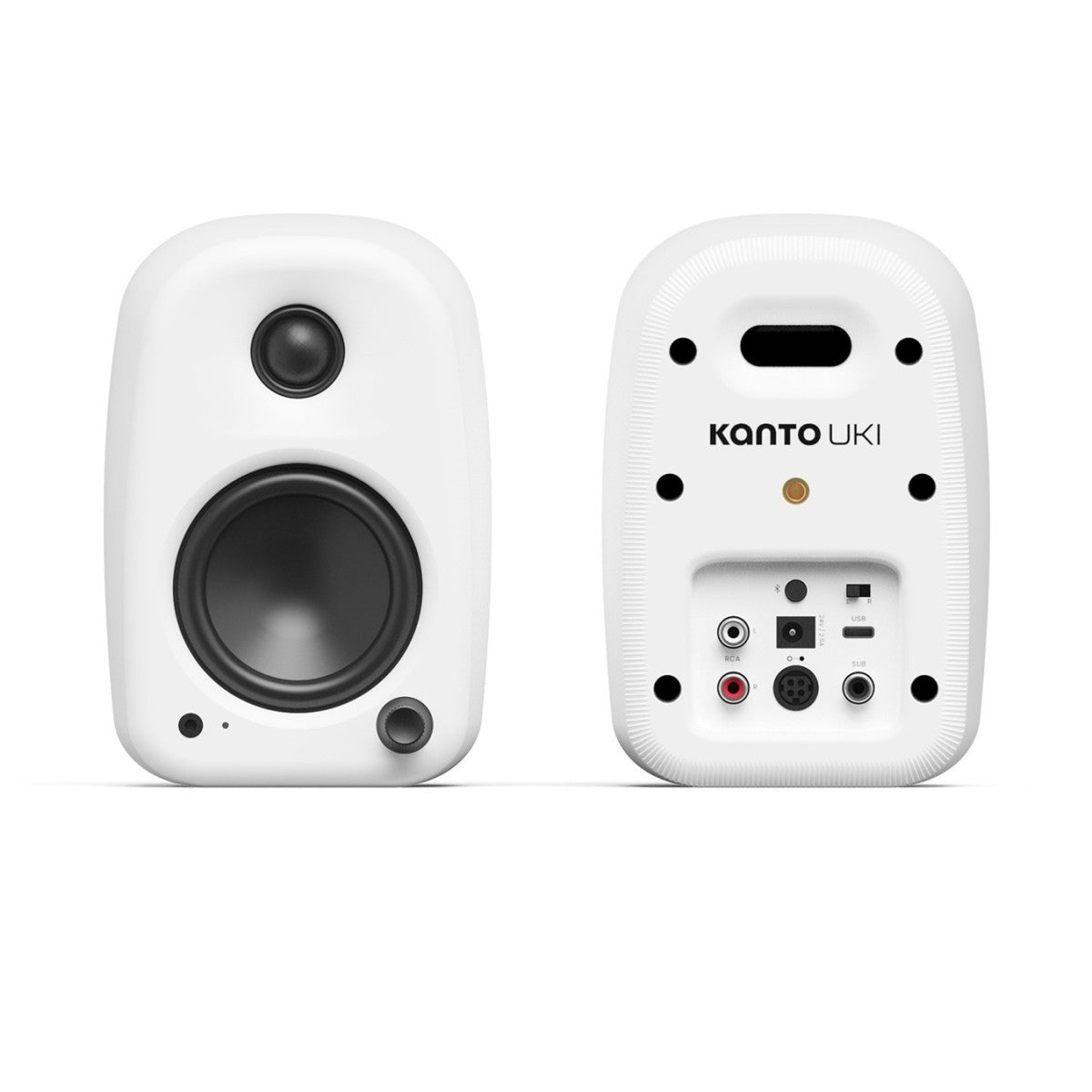 Kanto UKI 100W Desktop Speakers with Bluetooth, USB-C and Headphone Out, Pumice Grey (Pair)