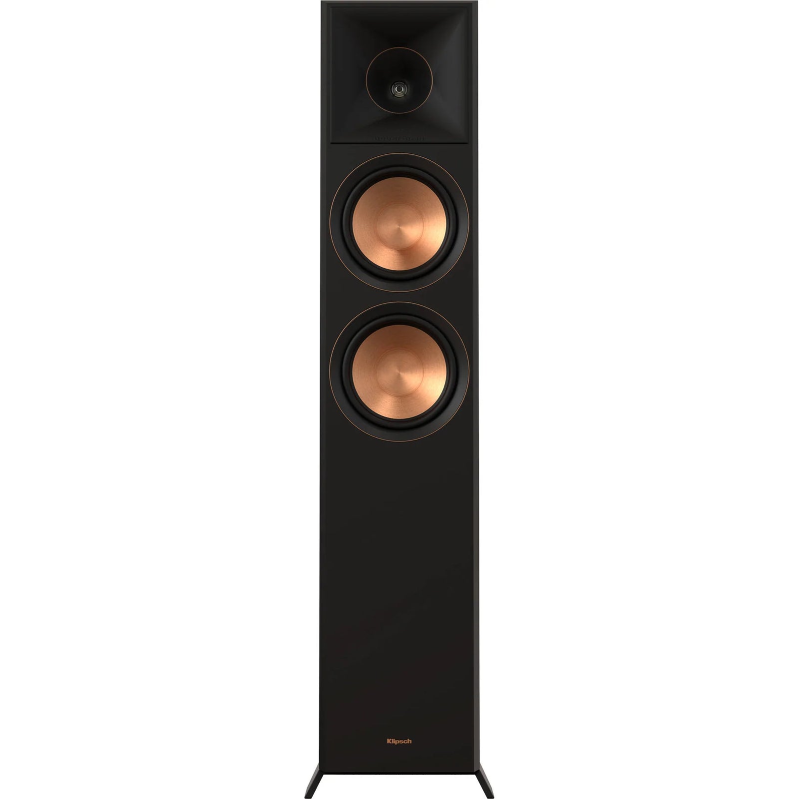 Klipsch RP-6000F floorstanding speaker featuring dual 6.5-inch Cerametallic woofers and a 1-inch titanium tweeter with Tractrix horn.