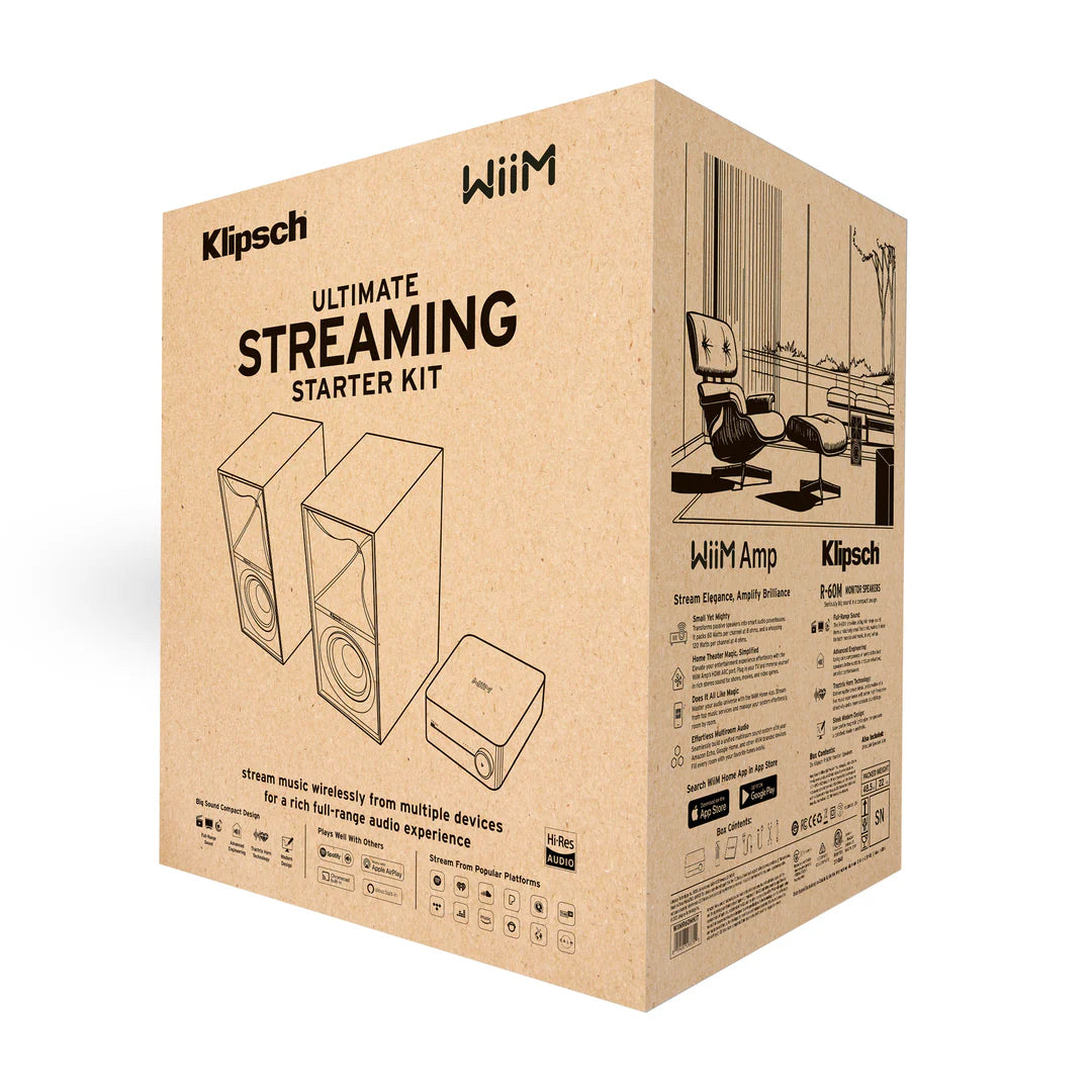 Klipsch Ultimate Streaming Starter Kit -Klipsch R-60M Speakers, WiiM Amp & Ultralink Wire