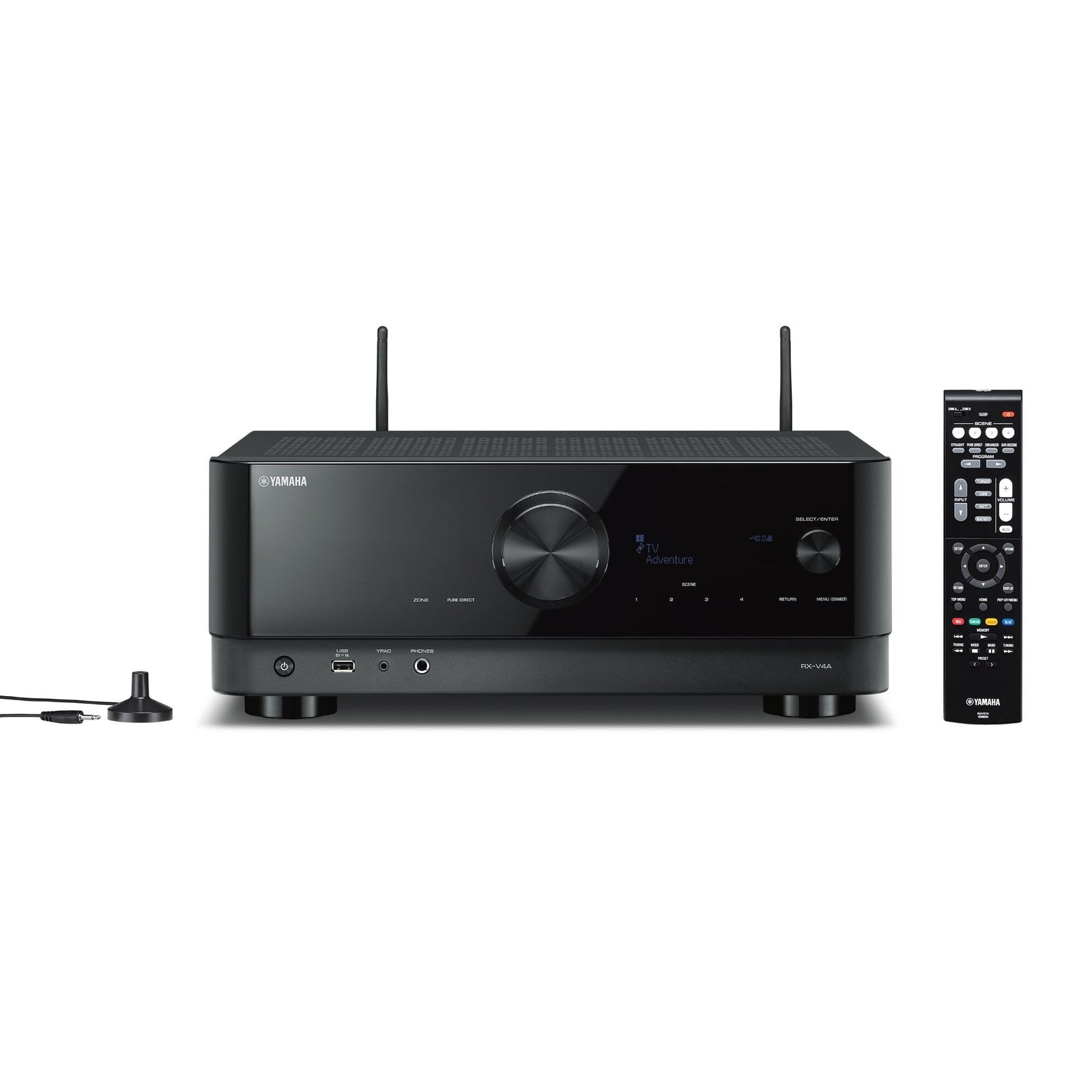 YAMAHA 5.1 CHANNEL MUSICCAST NETWORK HOME THEATER PACKAGE (YHTB4) | VINYL SOUND 80W x 5, 4K120-HDR10+/- RXV4A + 5.1 Speakers (NS51, NSP51, NSSW050) Bring the theater home. This 5.2-channel 80 Watt AV receiver creates a powerful and advanced home theater experience with the latest in video processing and Dolby TrueHD, DTS-HD Master Audio, app control