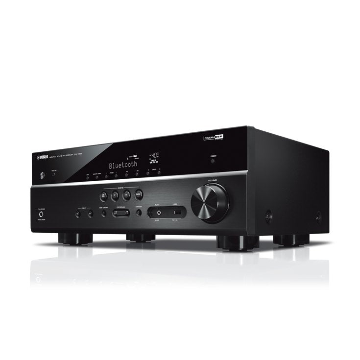YAMAHA RX-V385 - RX-V AV RECEIVERS | VINYL SOUND Bluetooth® compatible 5.1-channel AV receiver with fully discrete configuration and high-quality DACs. 5-channel powerful surround sound 70 W per Channel (8 ohms, 20 Hz-20 kHz, 0.09% THD, 2-ch driven) 100 W per Channel (8 ohms, 1 kHz, 0.9% THD, 1-ch driven) 145 W per Channel (6 ohms, 1 kHz, 10% THD, 1-ch driven)