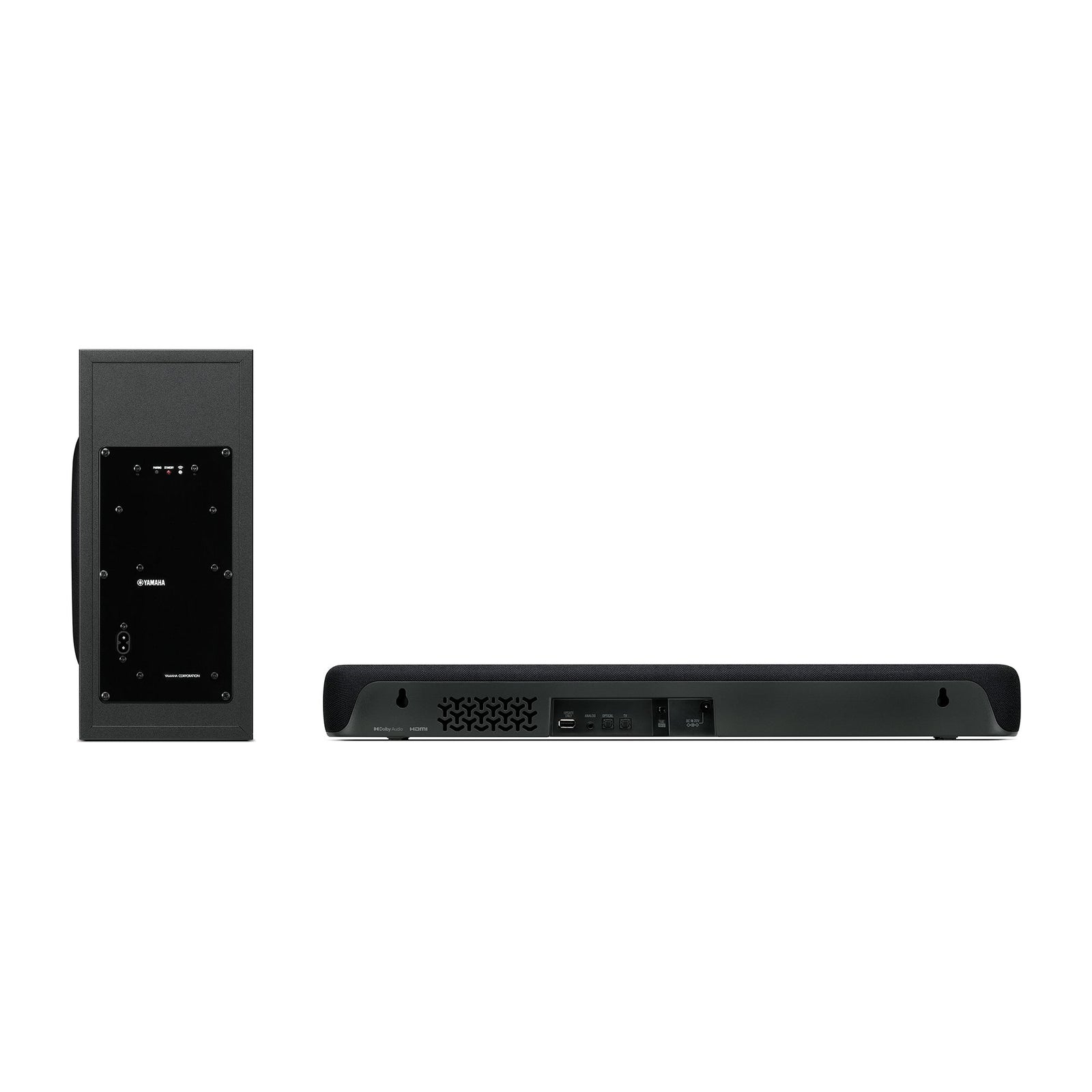 YAMAHA SR-C30A - SOUND BARS | VINYL SOUND Compact Sound Bar and wireless subwoofer. Compact center unit and subwoofer (CU: W600mm x H64mm x D94mm, SW: W335mm x H160mm x D364mm) Connectivity: Bluetooth®, HDMI™ (ARC), digital optical, and analog audio 4 sound modes: Stereo, Standard, 3D Movie, and Game. Clear voice for more audible human voices