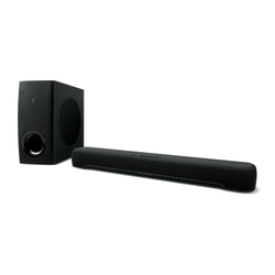 Yamaha C30A - Compact Sound Bar and wireless subwoofer. Compact center unit and subwoofer (CU: W600mm x H64mm x D94mm, SW: W335mm x H160mm x D364mm) Connectivity: Bluetooth®, HDMI™ (ARC), digital optical, and analog audio 4 sound modes: Stereo, Standard, 3D Movie, and Game