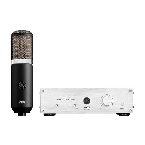 Front view of AKG P820 TUBE dual-capsule condenser microphone with power supply