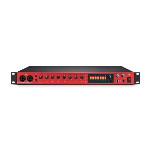 Front view of focusrite clarett+ 8pre usb-c audio interface
