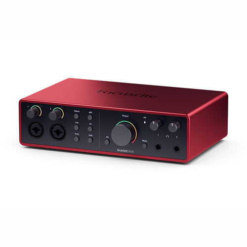 Front view of focusrite scarlett 16i16 4th-gen audio interface