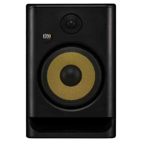 Front view of KRK Rokit® 8 Generation Five Powered Studio Monitor showcasing its design.