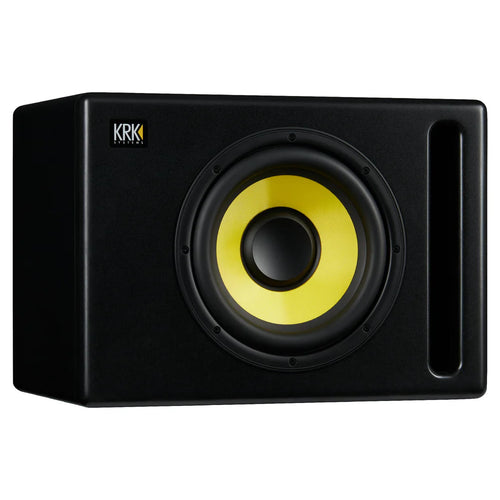 Front view of KRK S10.4 Powered Studio Subwoofer showcasing its design.