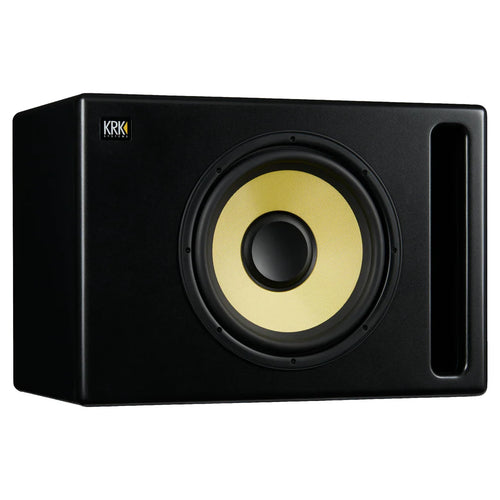 Front view of KRK S12.4 Powered Studio Subwoofer showcasing its design.