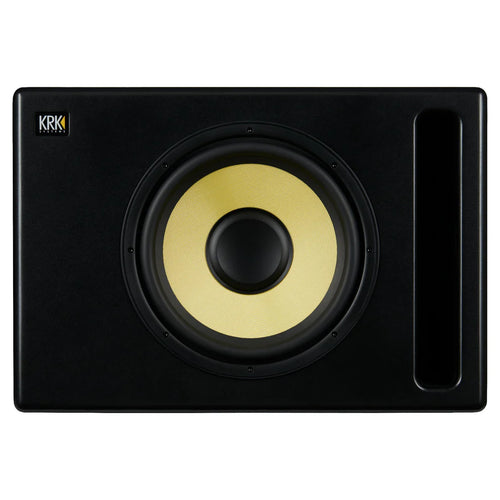 Front view of KRK S12.4 Powered Studio Subwoofer showcasing its design.