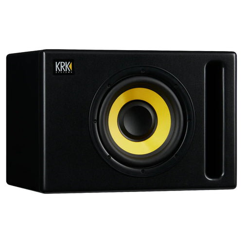 Front view of KRK S8.4 Powered Studio Subwoofer showcasing its design.