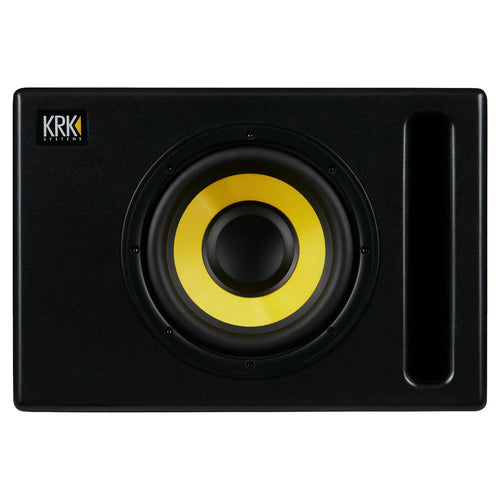 Front view of KRK S8.4 Powered Studio Subwoofer showcasing its design.