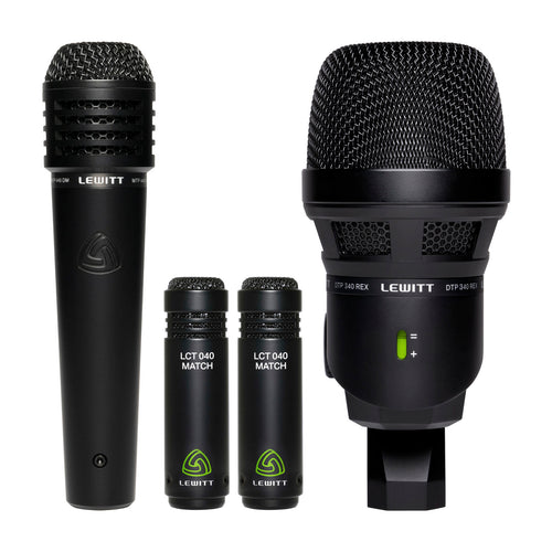 product photo of lewitt 4-piece drum microphone kit, front view