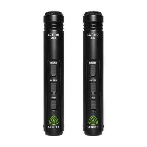 product photo of lewitt lct 140 air stereo pair condenser microphones, front view
