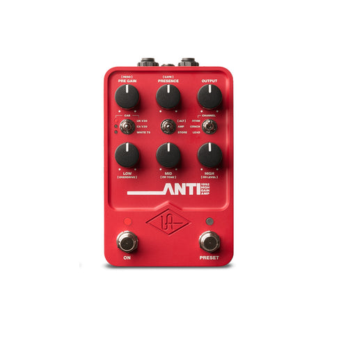 Universal Audio ANTI 1992 High Gain Amp Pedal with controls and footswitches