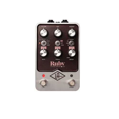 Plugin interface of Universal Audio Ruby '63 Top Boost Amplifier in DAW or UAFX