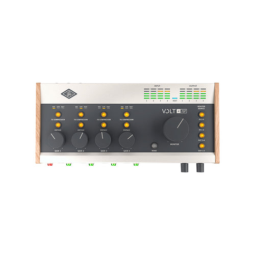 Front view of Universal Audio Volt 476P USB interface with 4 inputs and dual compression