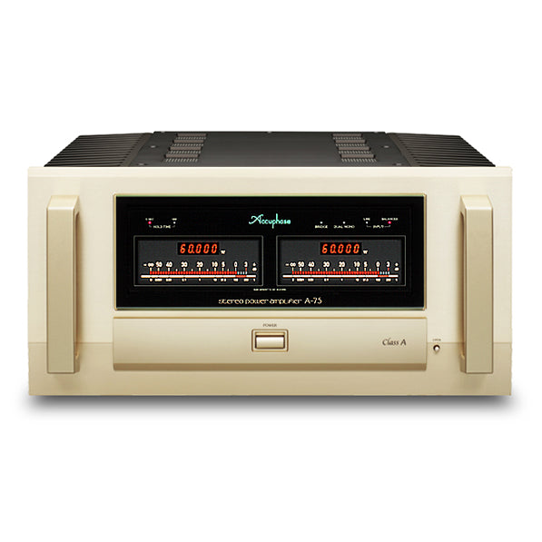 ACCUPHASE A-75 CLASS-A 60W/ch STEREO POWER AMPLIFIER - Achieve high performance in sound reproduction with Accuphase, Accuphase Class-A Stereo Power Amplifier, Accuphase Amplifiers, Accuphase Preamplifiers, Accuphase Integrated Amplifiers, Accuphase Power Amplifiers, Accuphase Mono Power Amplifier, Accuphase SA-CD Transport DP-950, Accuphase Precision Dac, Accuphase Compact Disc Player…