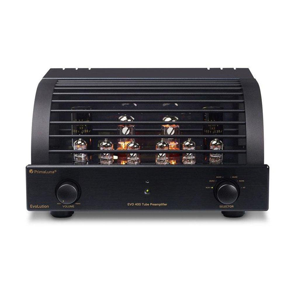 PRIMALUNA EVO 400 TUBE PREAMPLIFIER - Discover the high quality music at a very best price at Vinyl Sound. Check out the Integrated Amplifiers: PrimaLuna EVO 300, Primaluna evo 100, Primaluna evo 200, The Power Amplifiers: Primaluna evo 400, PrimaLuna Evo 30, Primaluna evo 100, The Preamplifiers: Primaluna evo 100, Primaluna evo 300, Tube-Hybrid Integrated, the PrimaLuna transformers...
