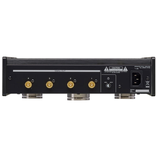 The TEAC CG-10M-A employs an innovative oven-controlled crystal oscillator, the TEAC Reference OCXO to reduce oscillation frequency fluctuations caused by temperature changes... Get the best price on all TEAC products: TEAC CG-10M-A - TEAC Turntable - TEAC Amplifier - TEAC Headphone Amplifier - TEAC Integrated Amplifier- TEAC Network Audio Player - TEAC Power Amplifier - TEAC CD Player - TEAC Cassette Deck - PD301X - NT505X - UD505X - UD701N...