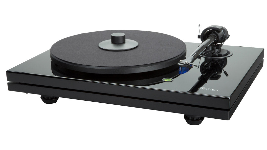 The music hall mmf-5.3 turntable is a 2-speed belt driven audiophile turntable employing the unique dual-plinth construction originated by music hall. Distinctive design The distinctive design isolates the critical sound reproducing components; platter, main bearing, tonearm, and cartridge on the top platform from the motor, switch, wiring, and feet which are mounted on the bottom platform.